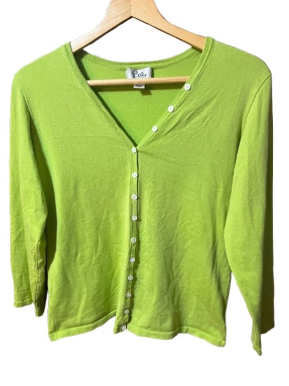 Lily Pulitzer Silk Blend Lime Green Button-Front Cardigan Size Large